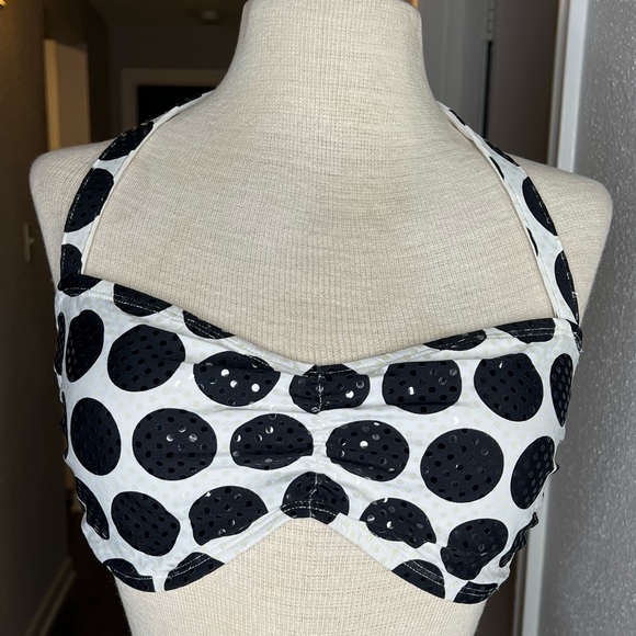 Jantzen polka dot sequin bikini top retro halter swimsuit - Picture 7 of 12